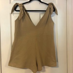 Tan romper - linen blend